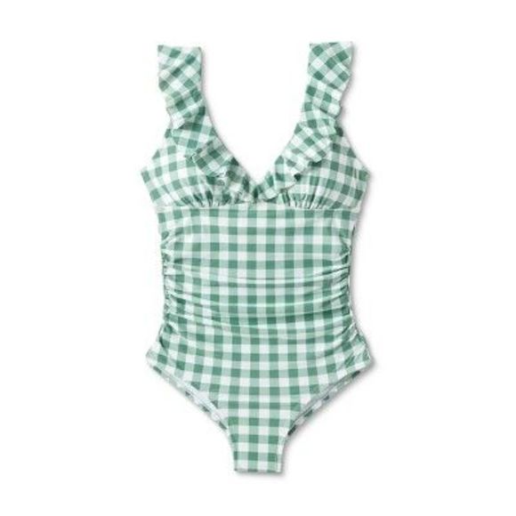 Women's PLUS SIZE Gingham Full Coverage One Piece Swimsuit - Kona Sol - Picture 4 of 5